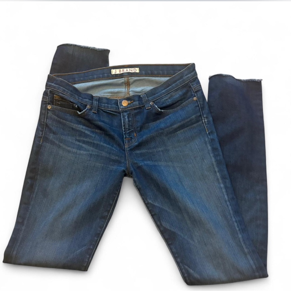 $228 J Brand Dark Blue Low Rise Pencil Leg Jeans sz 30